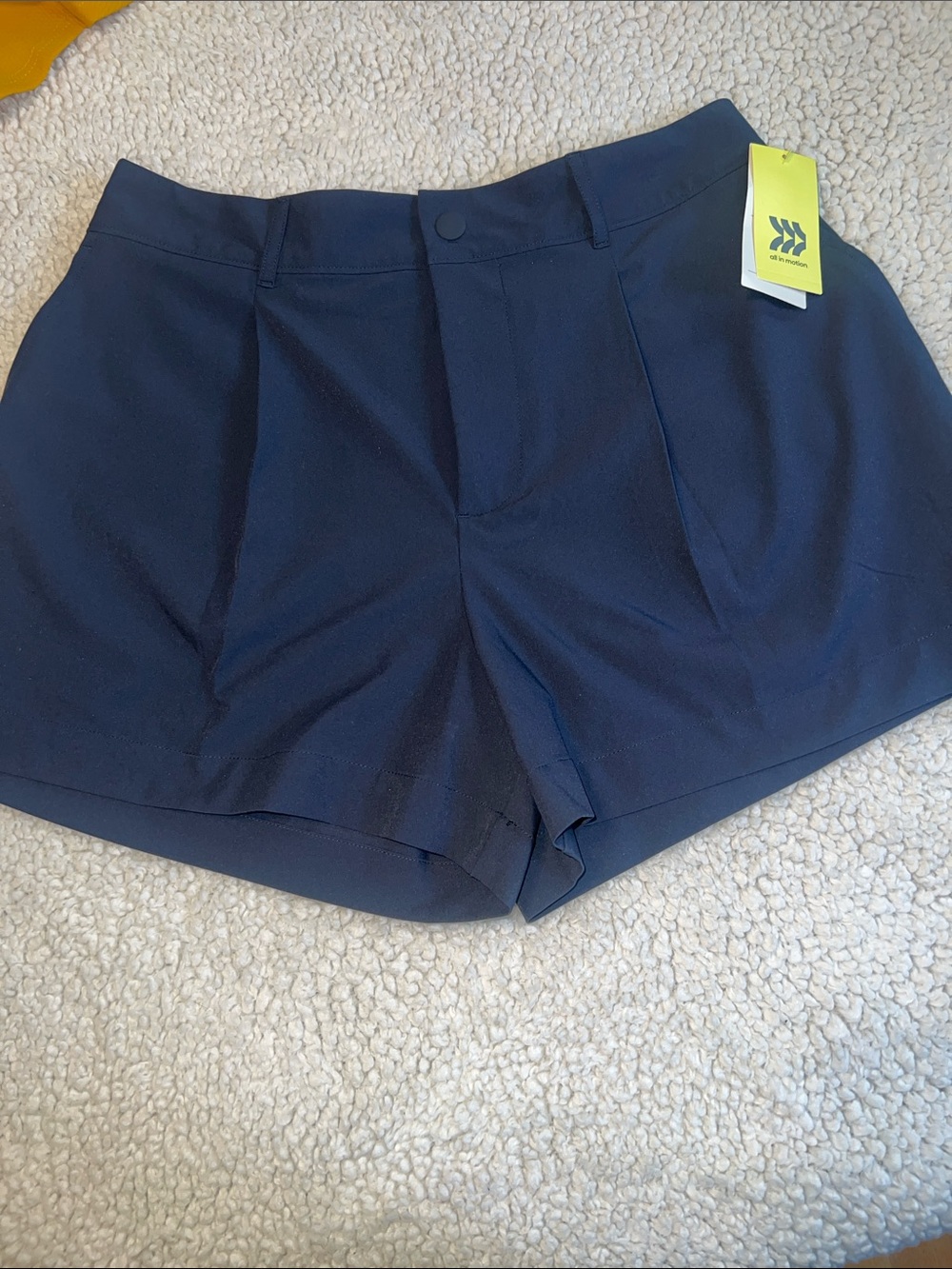 All In Motion Women's Navy High-Waist Pleated Shorts